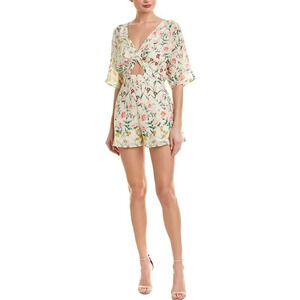 Ali & Jay Cream Floral Romper V-Neck/Back Cutout Front Size XS Polyester Women’s